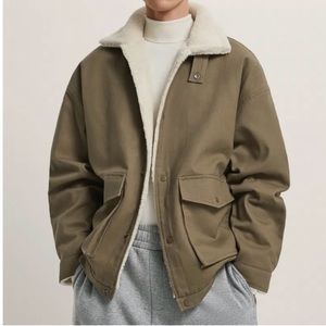 Zara Double Faced Cotton Jacket With Faux Shearli… - image 1